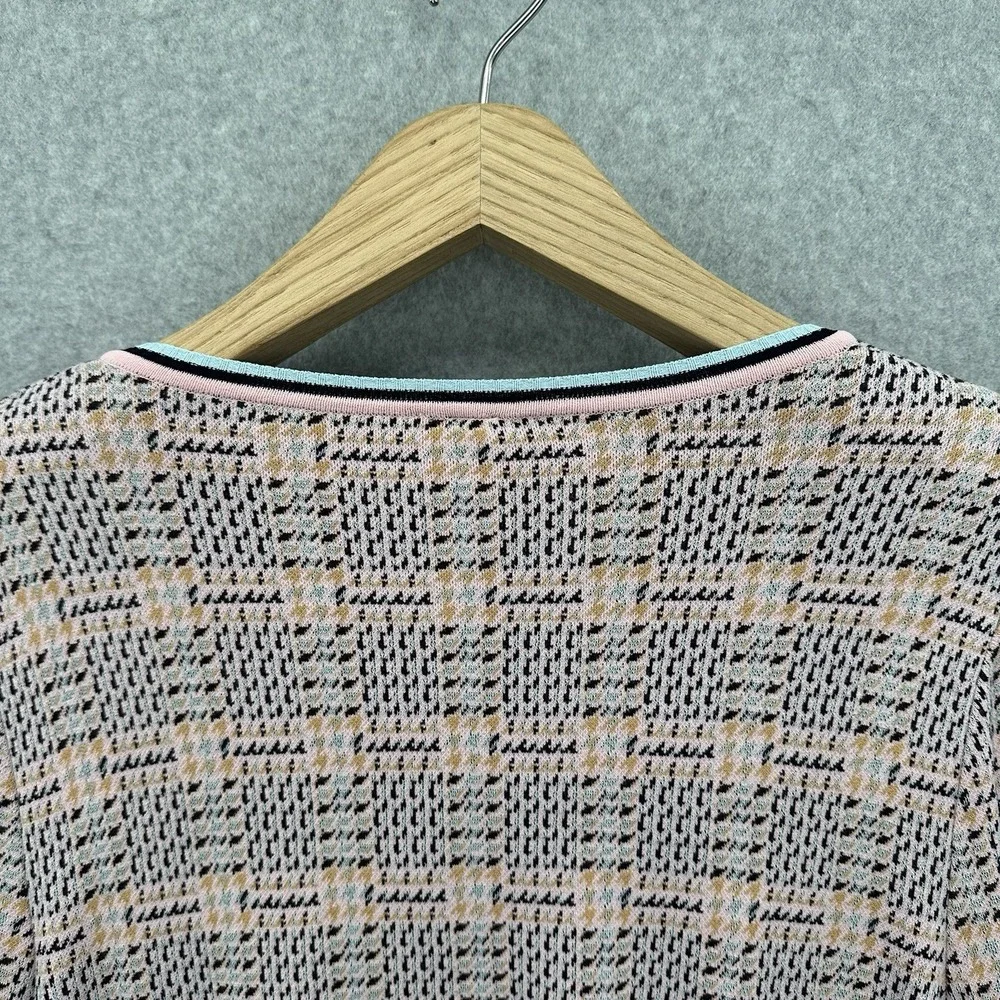 Marc Cain Women's Luxury Patterned Tweed Plaid Cotton Blend Sweater‎ Size US 10